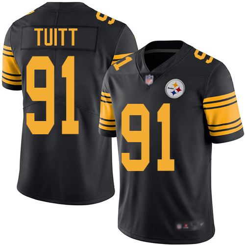 Men Pittsburgh Steelers Football #91 Limited Black Stephon Tuitt Rush Vapor Untouchable Nike NFL Jersey->women nfl jersey->Women Jersey